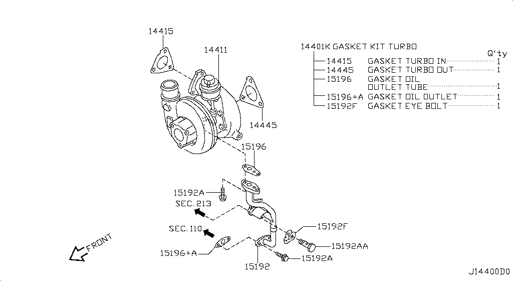 Turbo NISSAN Terrano Safari Patrol – 3.0DTi 113kW-118kW – 14411-VC200